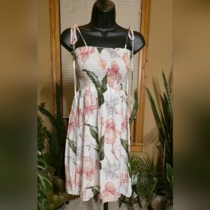Elan Pink and Green Floral Dress
